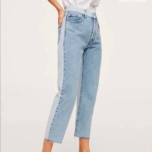 Mango Two Tone Cindy Jean Straight Leg Raw Hem 💙